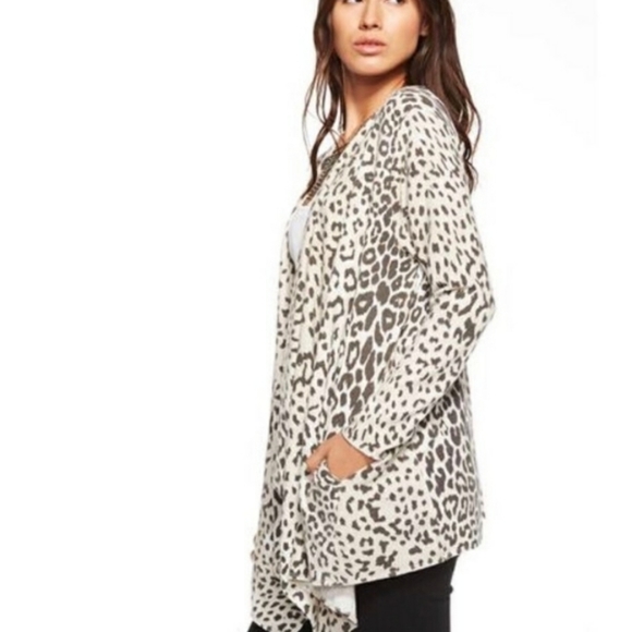 Chaser Knit Leopard Waterfall Cardigan XS - Picture 2 of 8